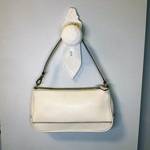 Coach off-white / winter white leather purse dark red trim